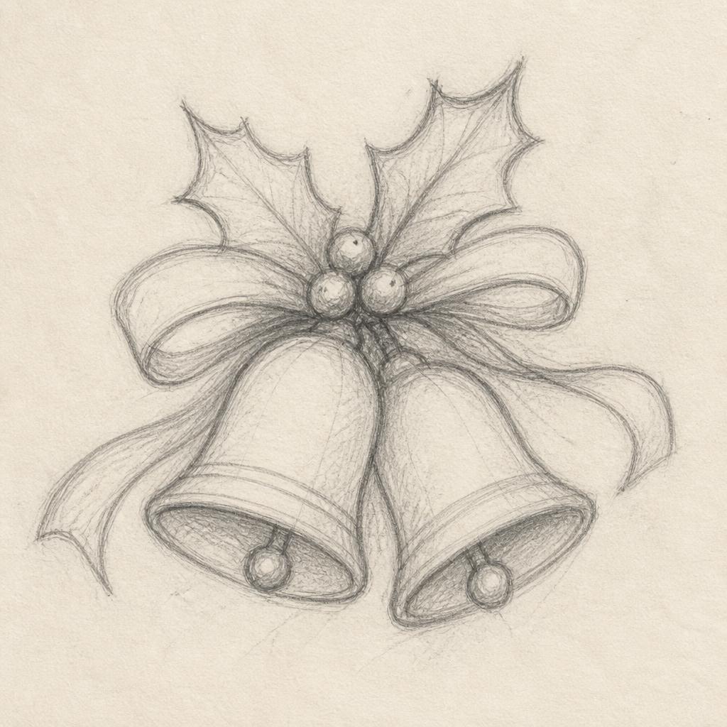 Sample idea sketch for a Christmas bells design, not George's artwork
